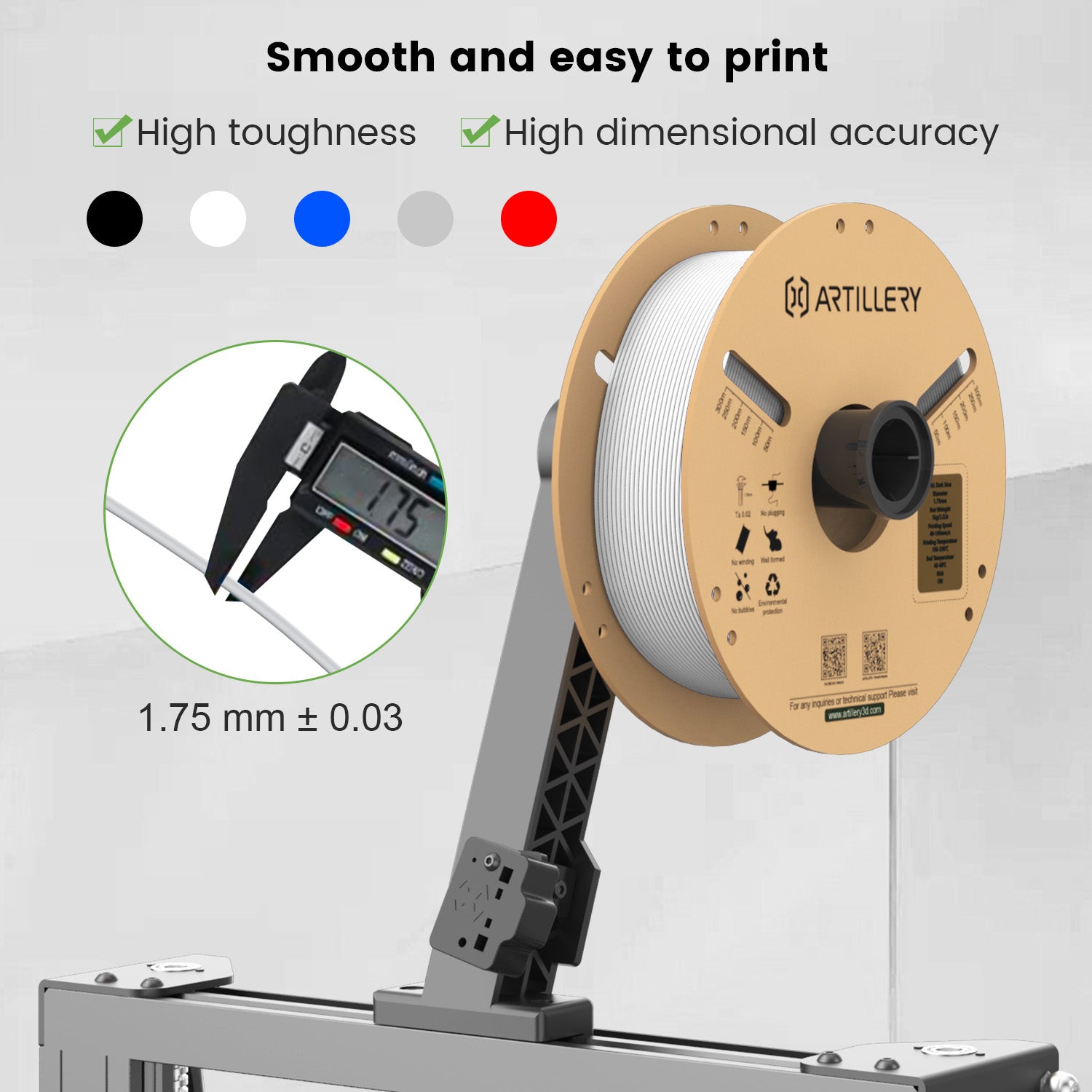 Filament d'imprimante 3D PLA de 1.75 mm de diamètre 2kg