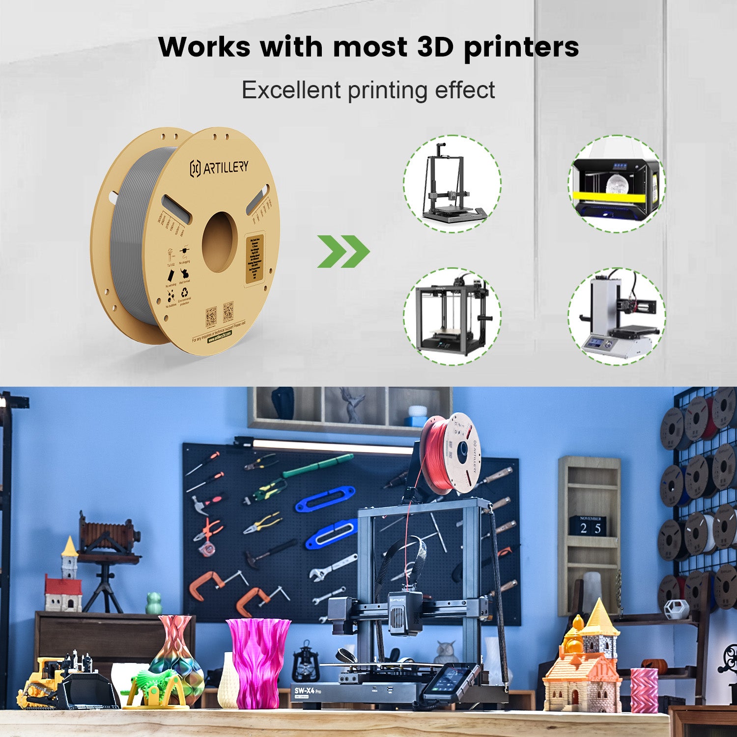 Filament d'imprimante 3D PLA de 1.75 mm de diamètre 2kg